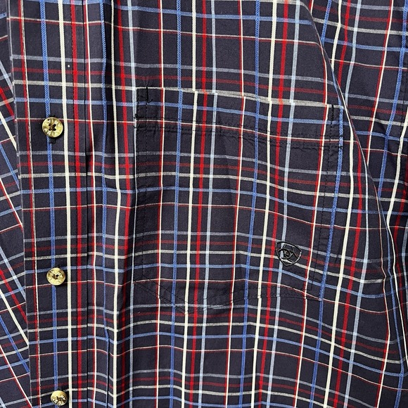 Ariat Pro Series Shirt Men's Large Blue Red Plaid Button‎ Up Western Performance - Picture 4 of 10